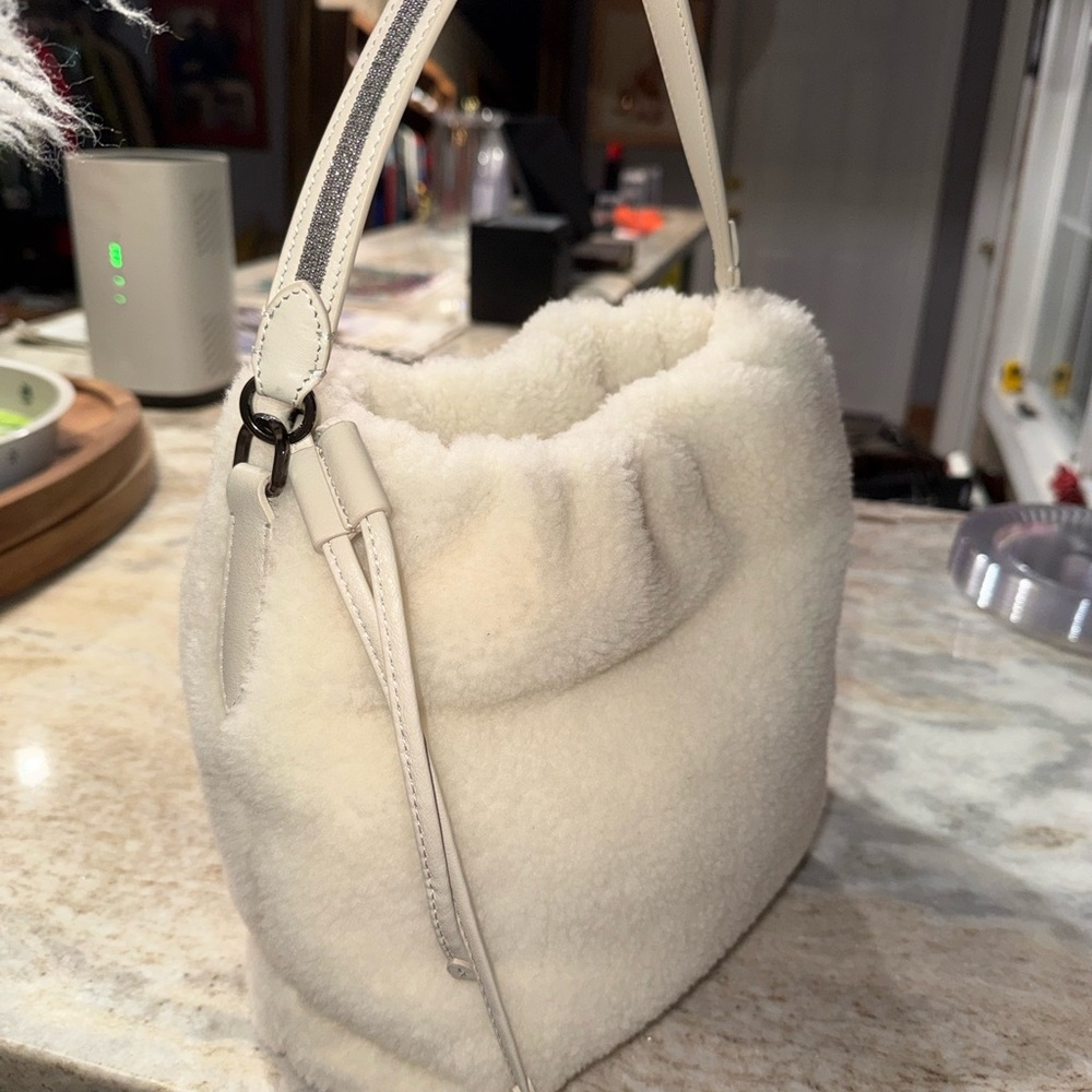 Brunello Cucinelli Cream Wool & Cashmere Shoulder Bag